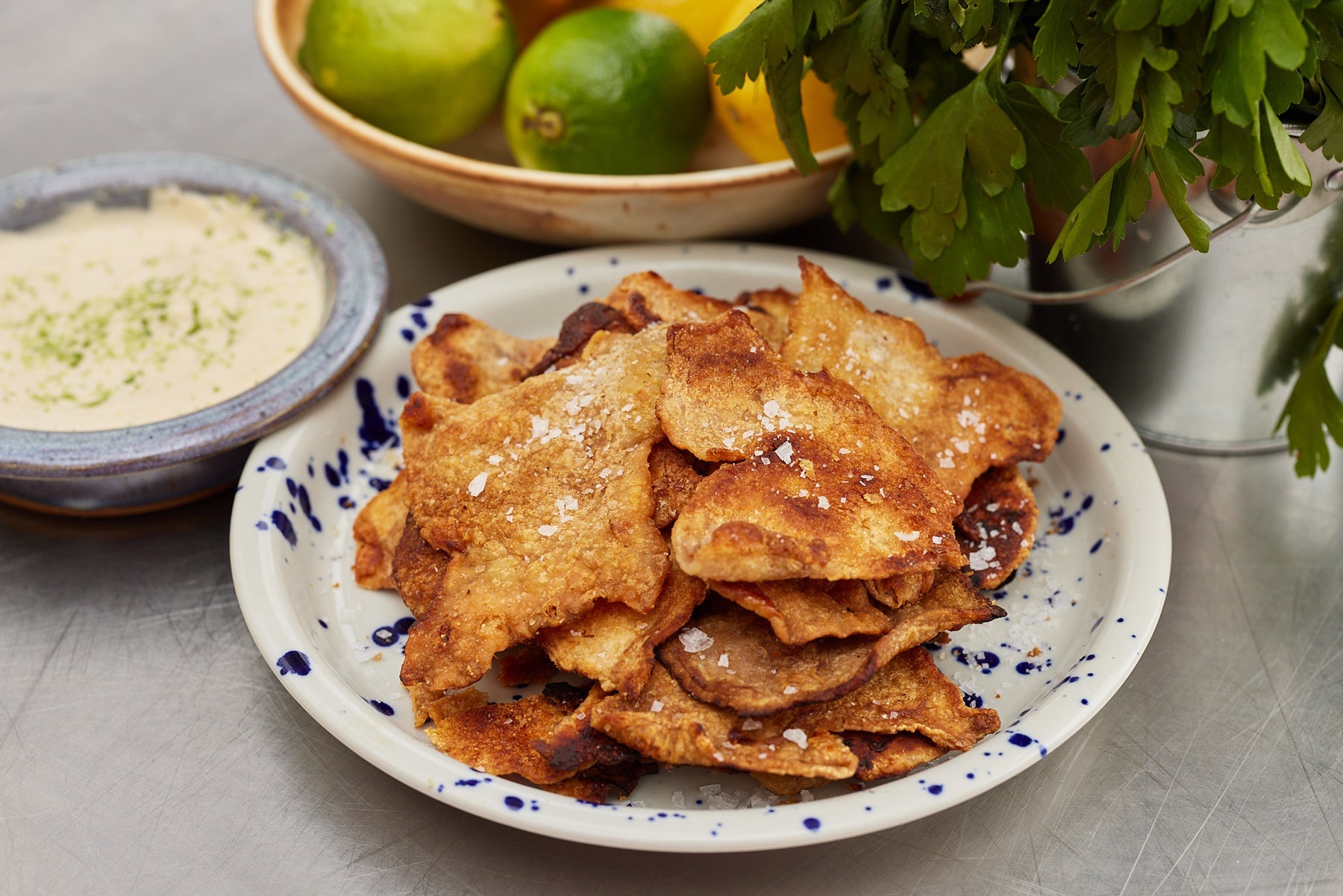 Chicken Skin Cracklings With Green Curry Mayo