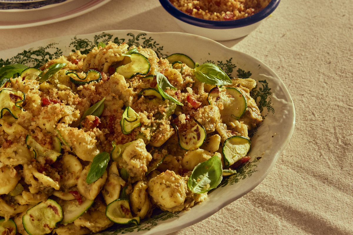 Grilled Zucchini And Asparagus Pesto Pasta