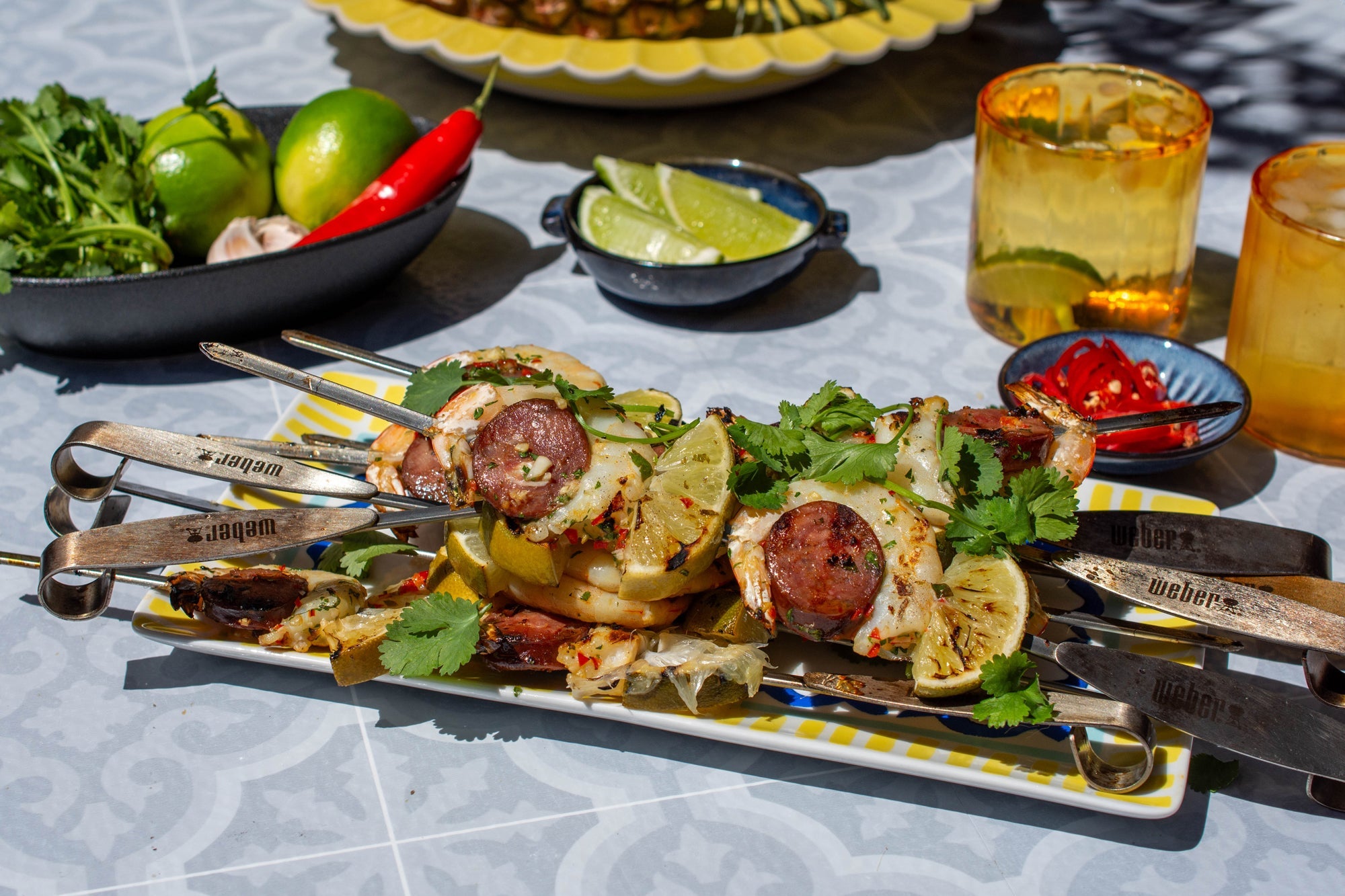 Prawn Chorizo And Lime Skewers