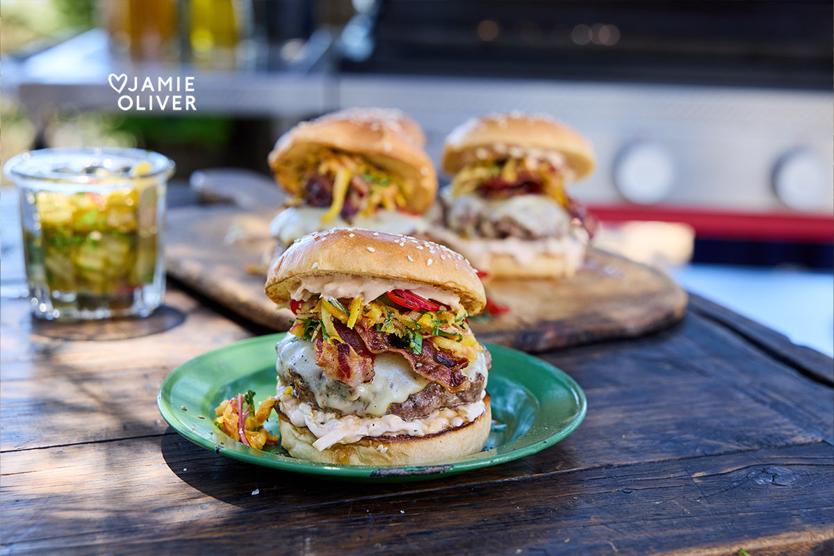 Sizzling Barbecue Cheeseburgers Jamie Oliver