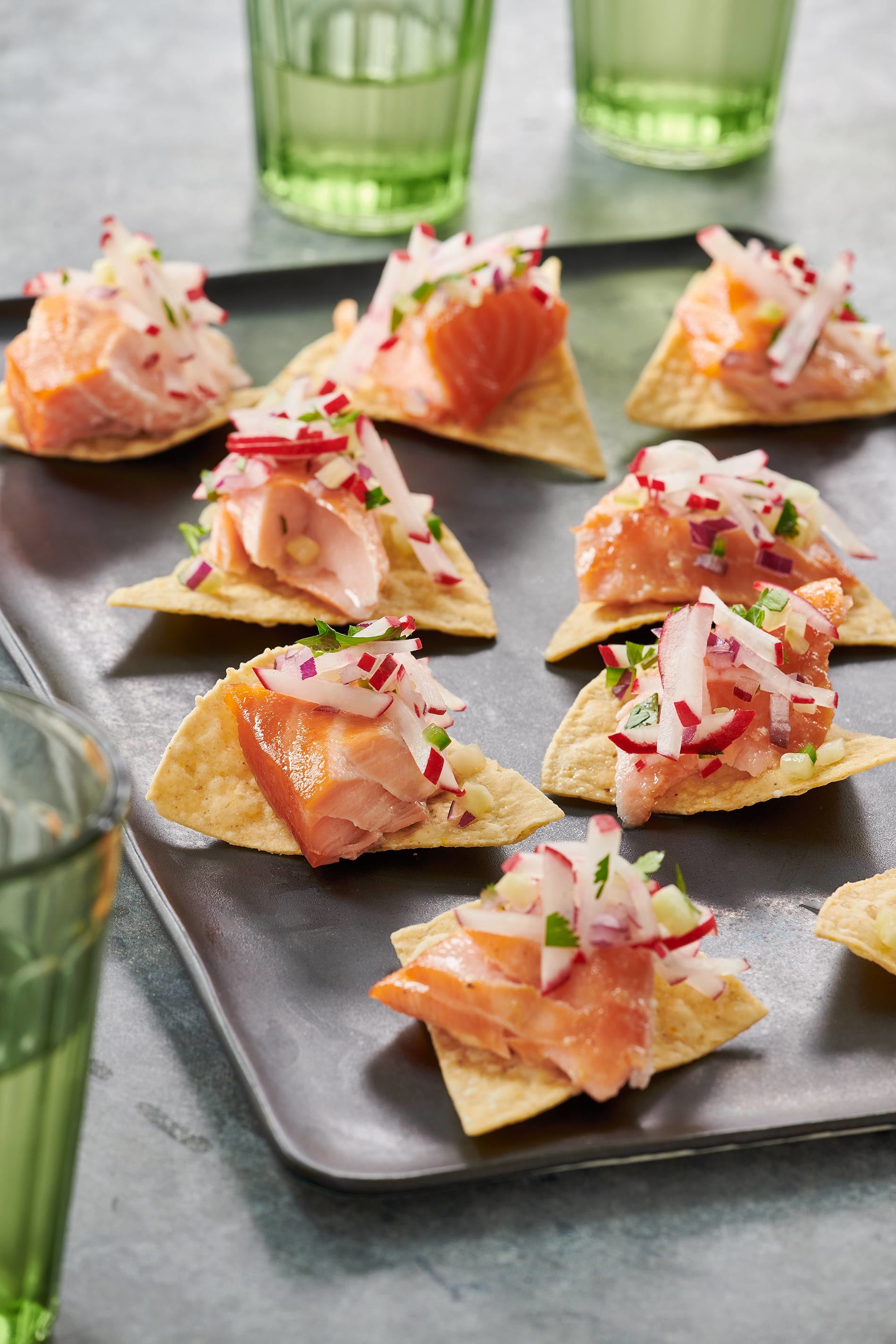 Tequila Smoked Salmon With Radish Salsa