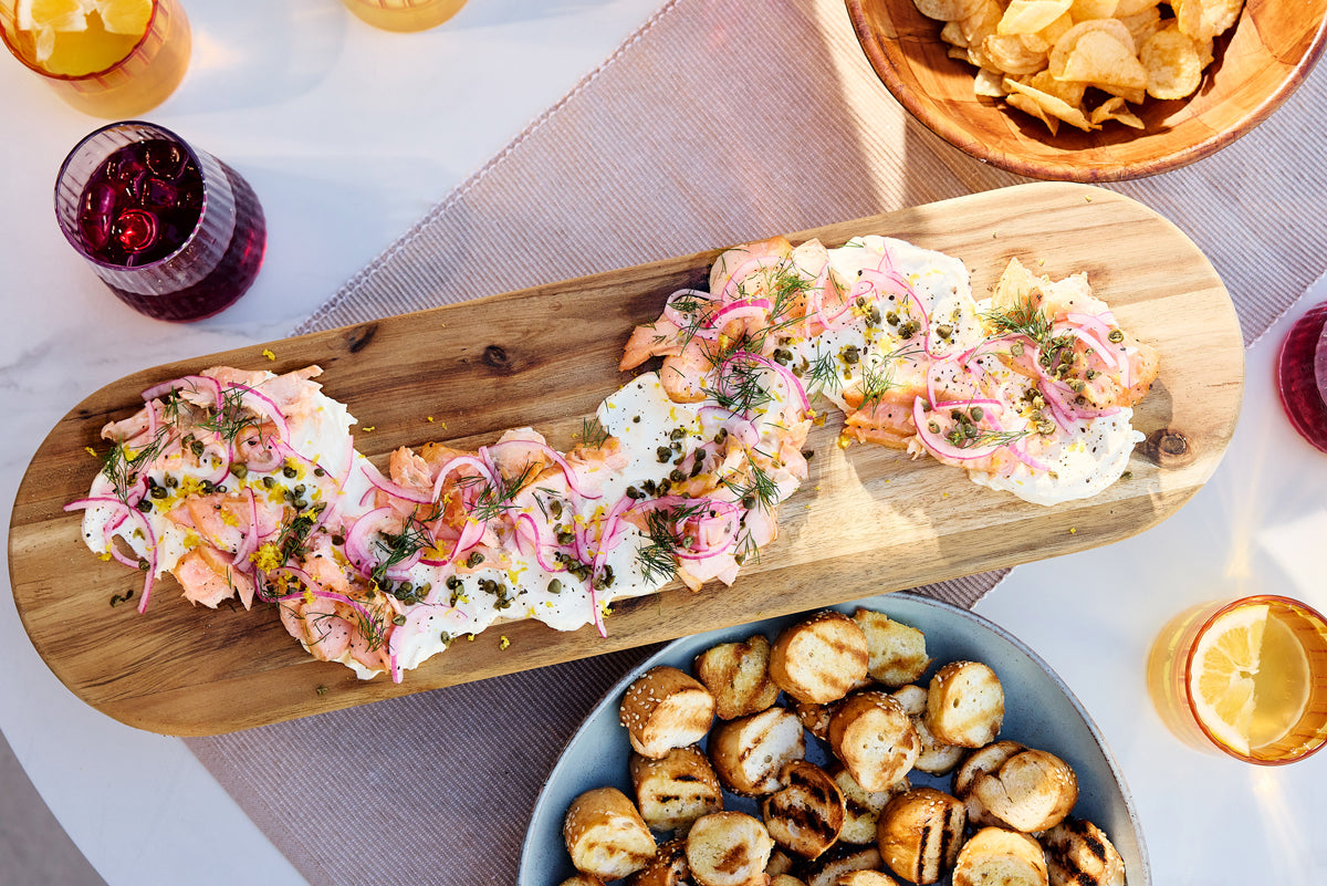 Smoked Salmon Bagels And Cream Cheese Board