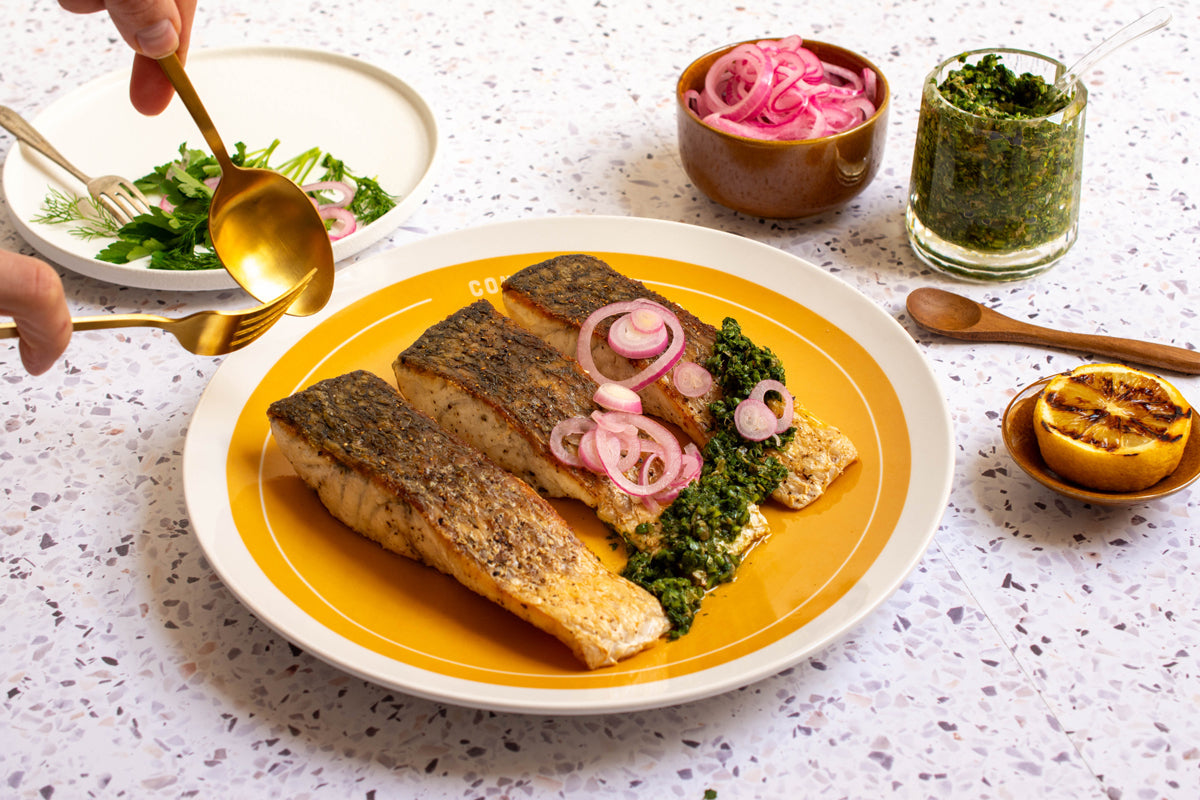 Barbecued Barramundi With Quick Pickled Onion
