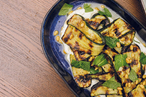 Grilled Zucchini Labneh Mint Pinenut Salad